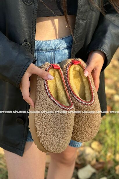 Feel İçi Kürklü Ultra Mini Peluş Bot & Bootie  Camel