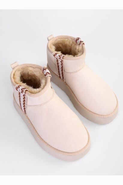 Teel Içi Kürklü Mini Süet Kışlık Taban Bot & Bootie 