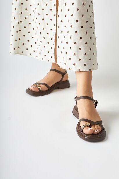 Kadın Lissome Sandalet Ayarlanabilir Tokalı Deri Ortopedik Memory Flex Hafızalı Taban  Kahverengi 4