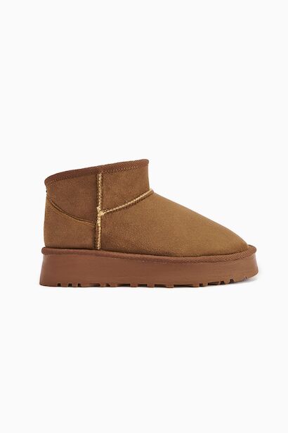 Teel Içi Kürklü Mini Süet Kışlık Taban Bot & Bootie 