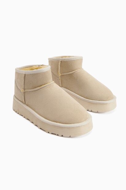 Teel Içi Kürklü Mini Süet Kışlık Taban Bot & Bootie 