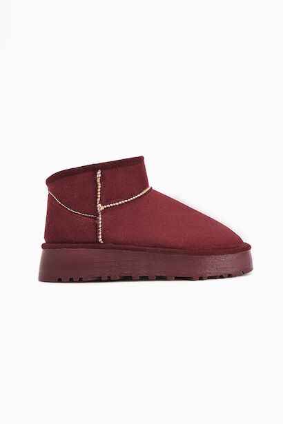 Teel Içi Kürklü Mini Süet Kışlık Taban Bot & Bootie 