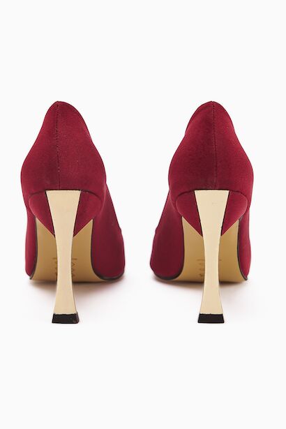 Stiletto Kadın Topuklu Ayakkabı Konforlu Vegan Deri Günlük Ve Özel Gün  Bordo 6