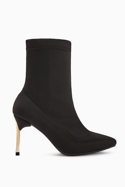 Sivri Burun İnce Altin Topuklu Streç Bot 