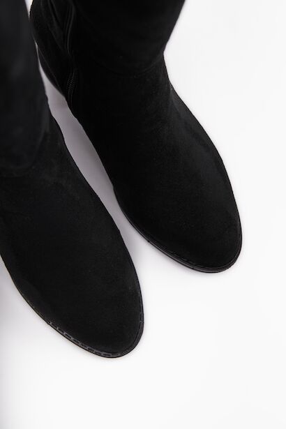 Kadın Fermuarlı Diz Altı Boy 5cm Topuklu Çizme  Siyah 6